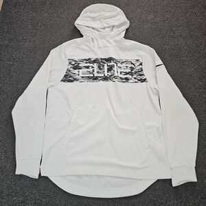 Nike Mens Elite Dri-FIT Basketball Hoodie Mens Medium White Camo Graphic Sweater